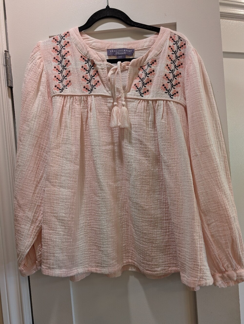 100% Cotton Muslin Peasant Top,2X